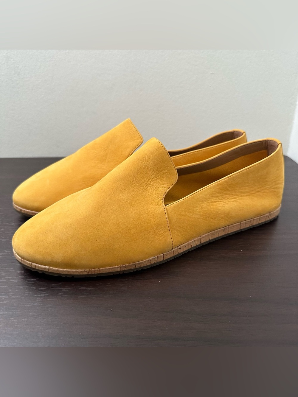 Aerosoles Hempstead Yellow Leather Slip-On Loafer Flats, Women's Comfort US 9.5